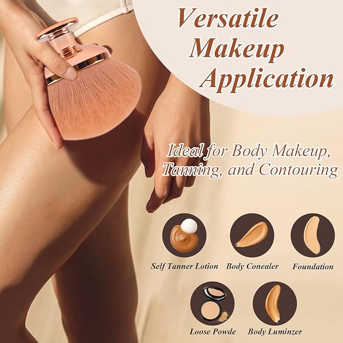 Blend & Blur Extra Large Body Makeup Brush for Self Tanner,GloréBrochas Leg Makeup & Bronzer Self Tan Applicator, 90MM Wide Round Head Kabuki Brush For Application (Rose-Gold)-GlimoraGlow