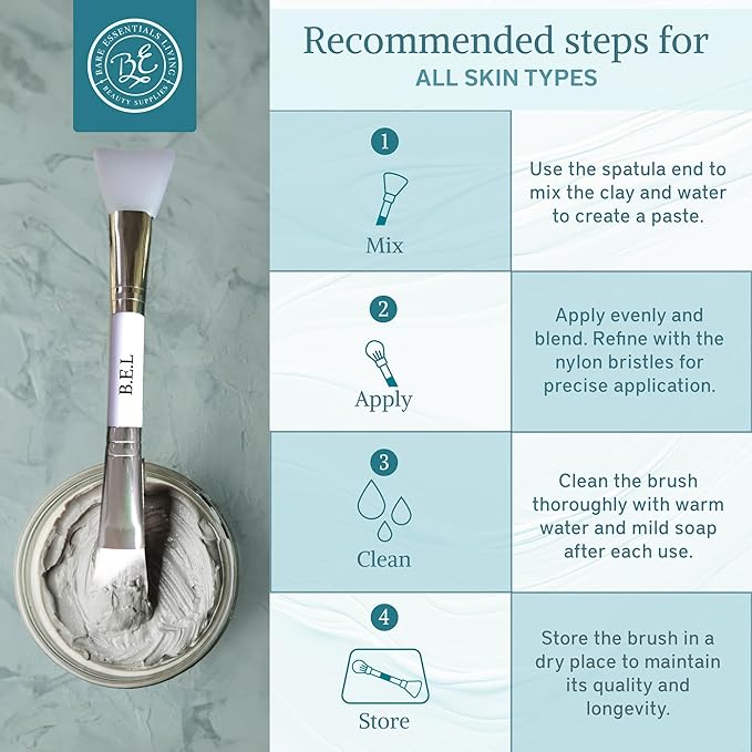 Bare Essentials Living Clay Face Mask Brush (2 Pack, White) Dual Soft Silicone Face Mask Applicator Brush Tool, Great Facial Essentials, Moisturizer Applicator & Skincare Brush for Facials-GlimoraGlow