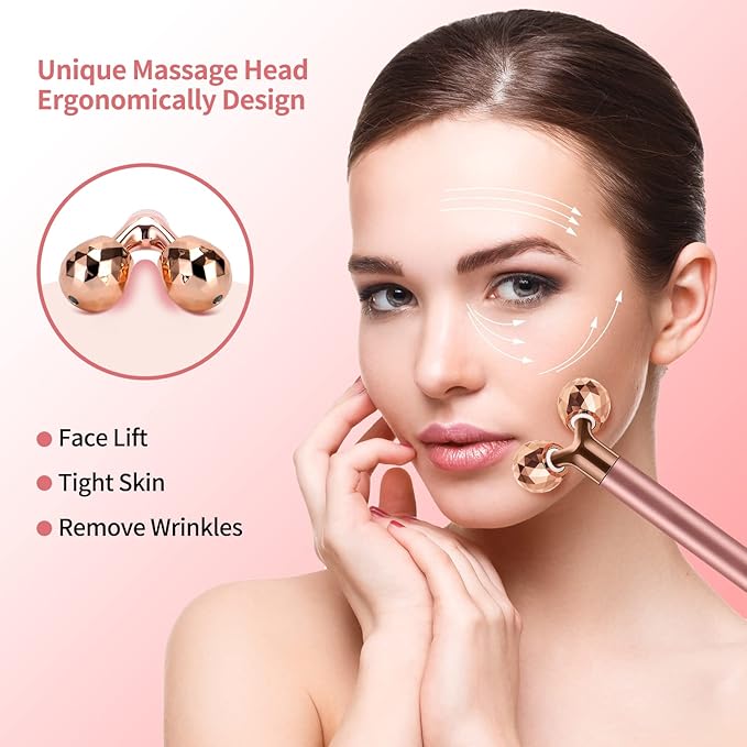 2-in-1 Face Massager Roller Electric Face Roller, 3D Roller and Crescent-Shape Face Massager Kit for Face Skin Care Tools-GlimoraGlow