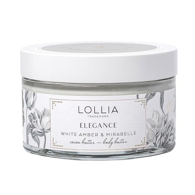 Lollia Elegance Body Butter, 5.5 oz. – White Amber & Mirabelle - Shea Butter & Cocoa Butter, Body Lotion for Women, Hydrating & Smooth Body Moisturizer-GlimoraGlow