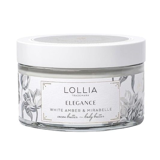 Lollia Elegance Body Butter, 5.5 oz. – White Amber & Mirabelle - Shea Butter & Cocoa Butter, Body Lotion for Women, Hydrating & Smooth Body Moisturizer-GlimoraGlow