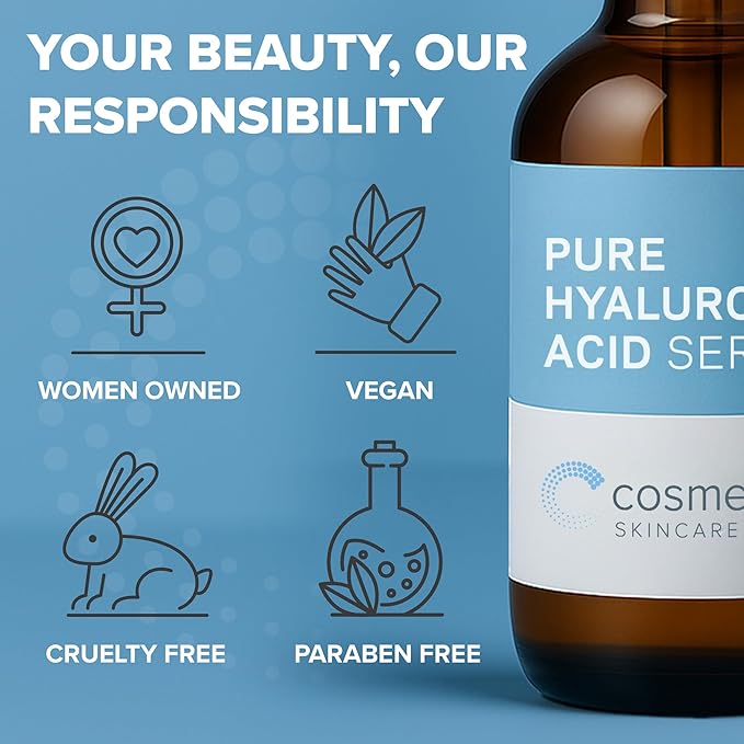 Hyaluronic Acid Serum for Skin 100% Pure Anti Aging Intense Hydration Moisture Non greasy Paraben free, Wrinkle Reducing and Brightening Serum (Pro Formula) 2oz-GlimoraGlow