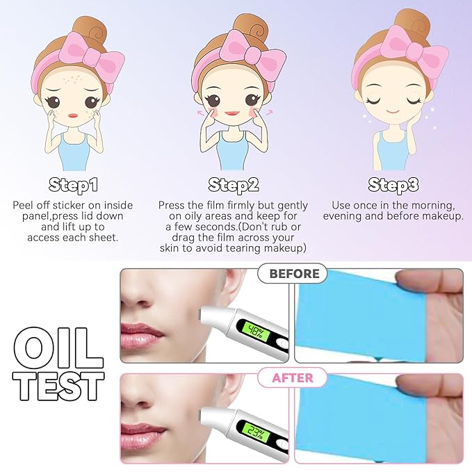 Oil Control Film, Oil Blotting Paper the Same Series with Clean & Clear Oil Absorbing Facial Sheets, 60 sheets Makeup Friendly High-performance Handy Face Blotting Paper for Oily Skin-GlimoraGlow