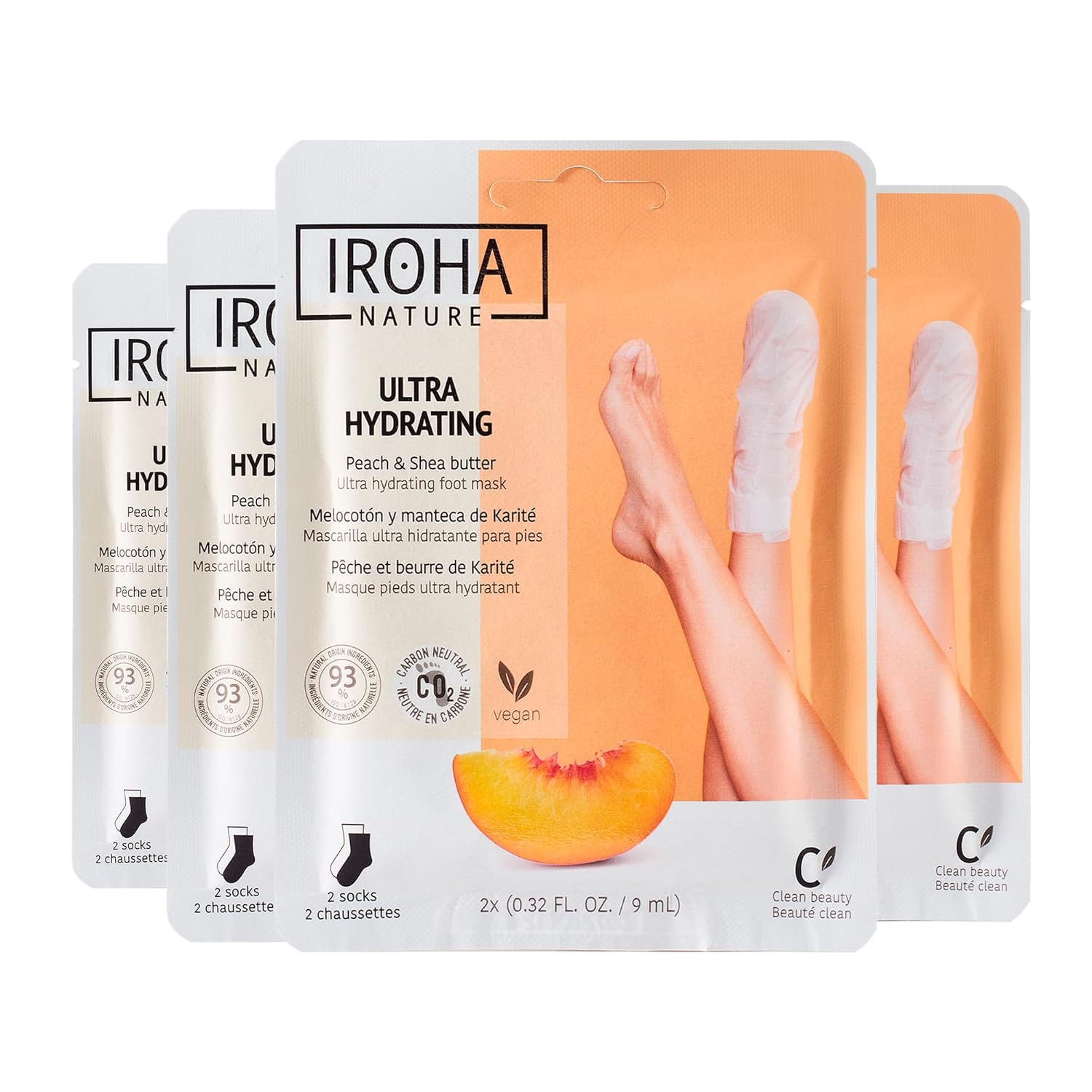 IROHA NATURE Repairing Foot Mask Socks with Peach & Shea Butter | 4 Pairs | Deep Hydration & Instant Repair | For Dry & Cracked Feet | Natural & 100% Vegan | Proven Results-GlimoraGlow