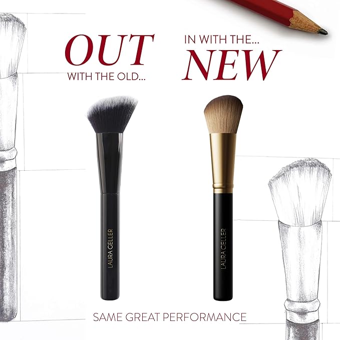 LAURA GELLER NEW YORK Angled Blush Brush with Black Wooden Handle & Dense Bristles for Makeup Application-GlimoraGlow