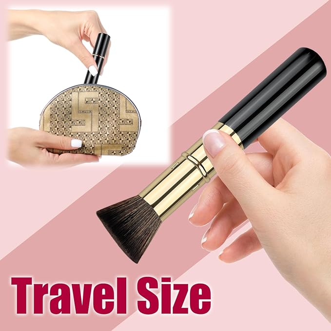 Retractable Kabuki Makeup Brushes 2 Pcs, Powder Brush/Foundation Brush/Blush Brush for Foundation, Powder Blush, Bronzer, Buffing, Liquid, Cream, with Cover-GlimoraGlow