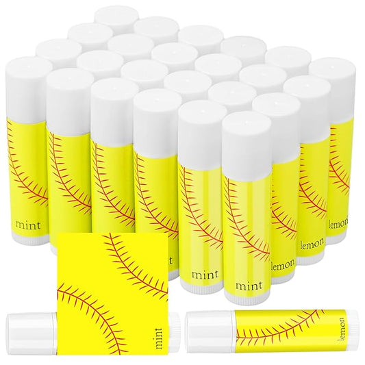 24 Pcs Softball Lip Balm Softball Team Gifts Softball Party Favors Softball Lip Balm Gift for Softball Team Softball Party Guest Supplies-GlimoraGlow