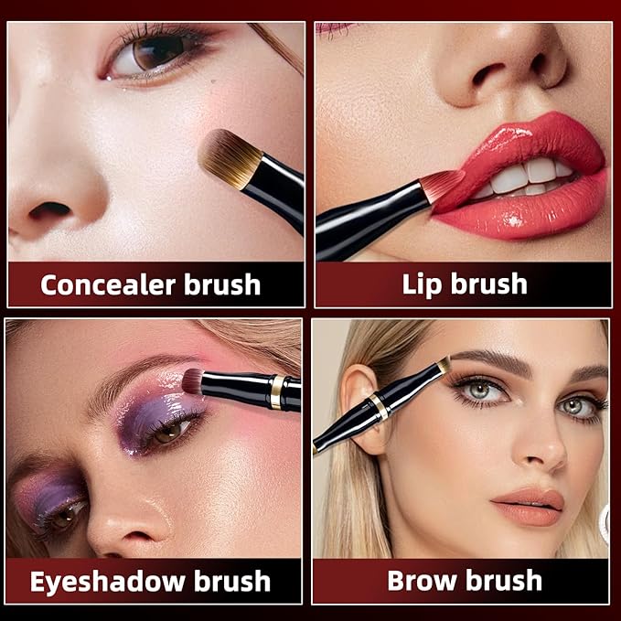 Unaone 4 in 1 Makeup Brush - Travel Lip Brush Eyebrow Brush Eyeshadow Brush Concealer Brush, Portable Multi-function Makeup Brushes-GlimoraGlow