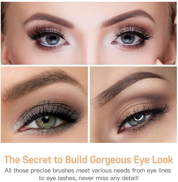 MSQ Eyeshadow Brushes 12pcs Eye Make Up Brush Set with Bag (PU Leather Pouch) Soft Synthetic Hairs for Eyeshadow, Eyebrow, Eyeliner, Blending, Best Gifts - Rose Gold-GlimoraGlow