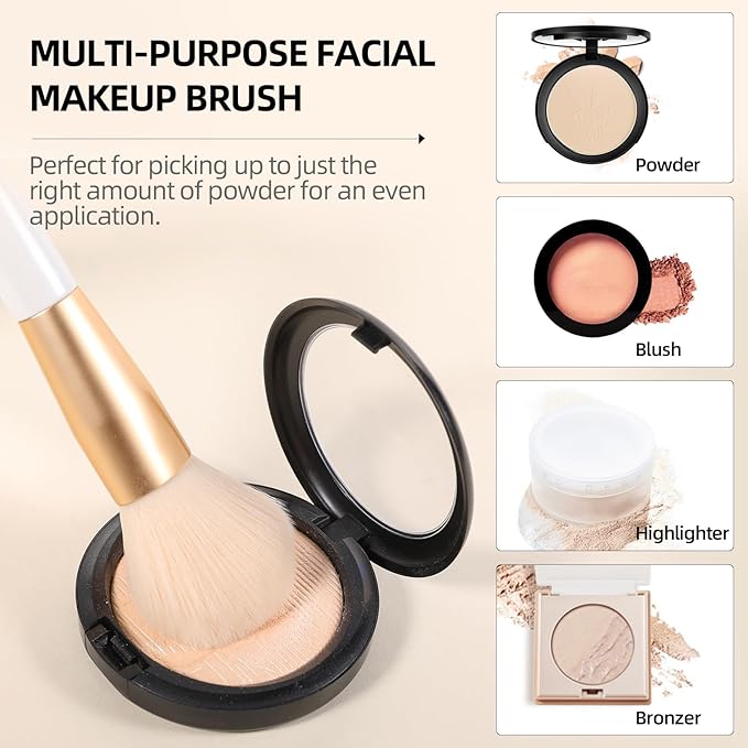 DUcare Powder Brush - Fluffy Large Makeup Brush With Soft Synthetic Bristles For Quick Makeup Setting and Blush for Flawless Application-GlimoraGlow