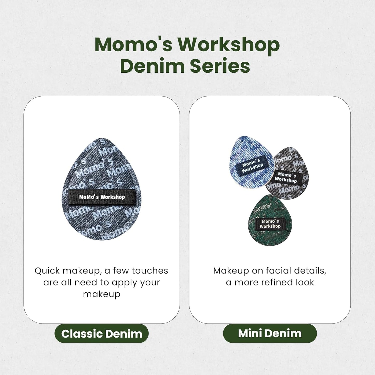 Mini Denim Makeup Sponge Set, Multi-Use Mini Makeup Blenders Sponge for Liquid/Cream/Concealer/Blush/Highlighter, Perfect for Detail Work & Travel,5PCS Mini Concealer Puffs with Storage Case-GlimoraGlow