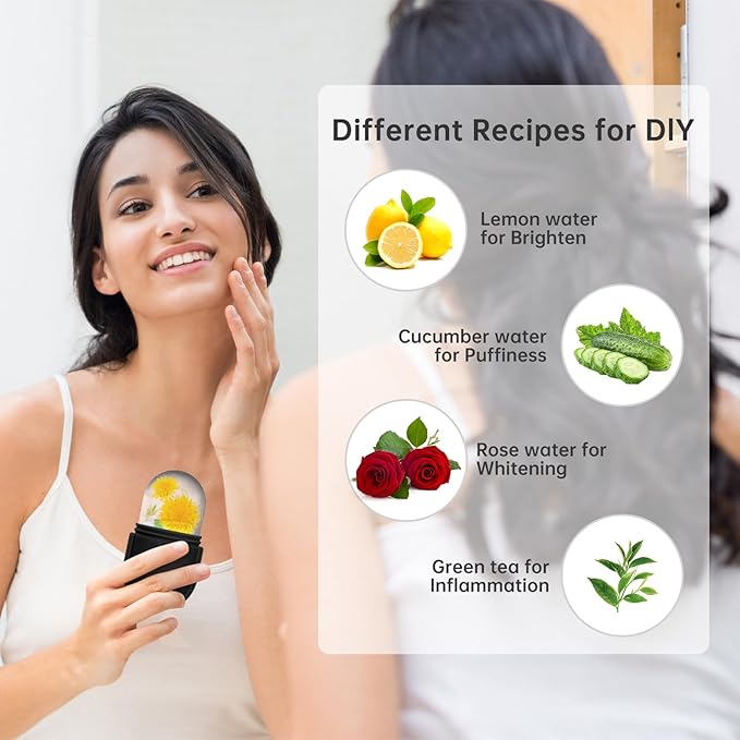 Ice Roller for Face and Eye, Ice Face Roller, Ice Roller Skin Care Tools Gifts for Women , Silicone Ice Mold for Beauty(Black)-GlimoraGlow