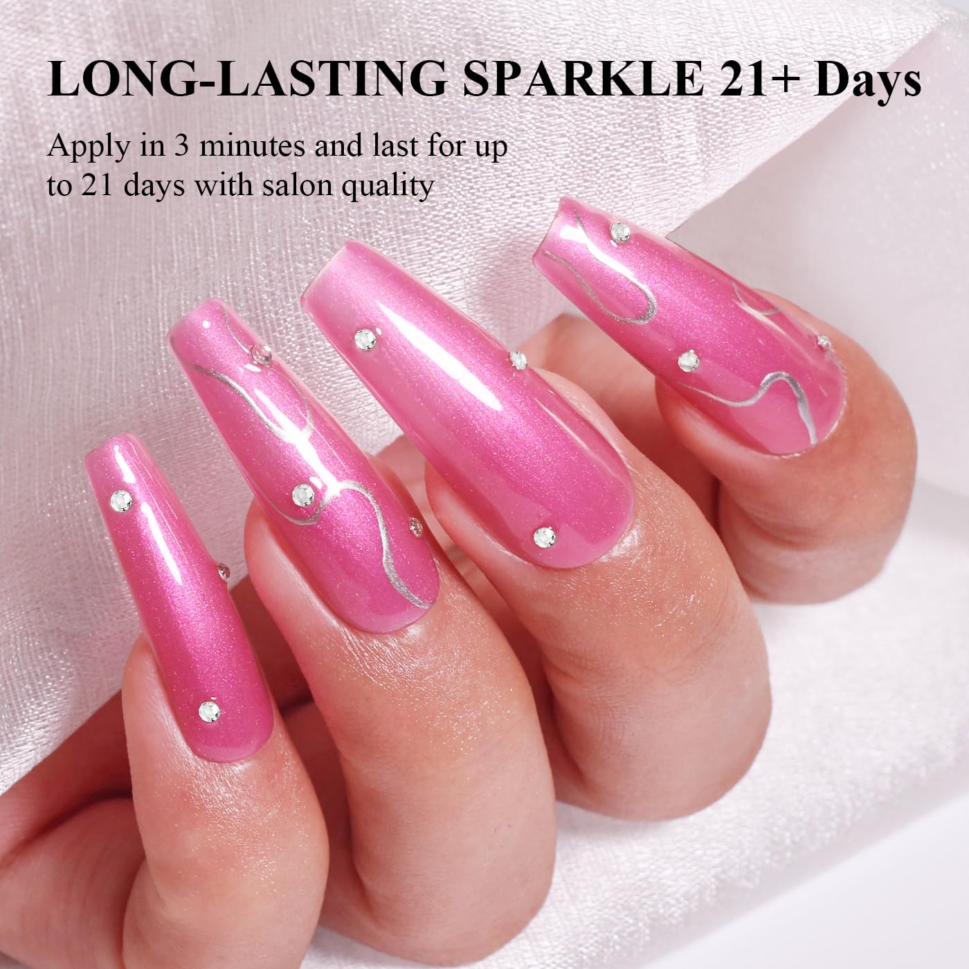 Imtiti Glitter Gel Nail Polish, Rose Pink Pearl Glitter Nail Gel Polish Diamond Shimmer Sparkle Soak Off UV LED Spring Summer Manicure 10ML-GlimoraGlow