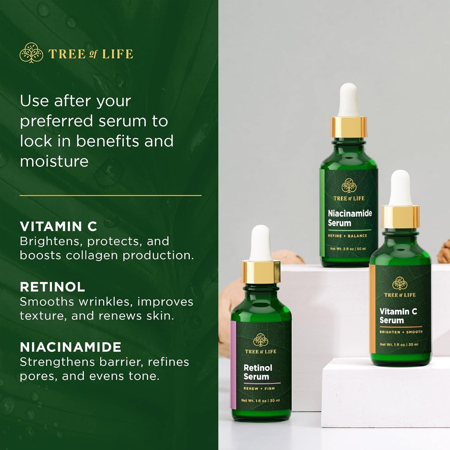 Tree of Life Beauty Ceramide Serum Complex - Skin Barrier Serum with Hemp Seed Oil - Nourishing Barrier Serum with Hyaluronic Acid, Niacinamide and Colloidal Oatmeal - Hydrating Serum for Face 1 Fl Oz-GlimoraGlow