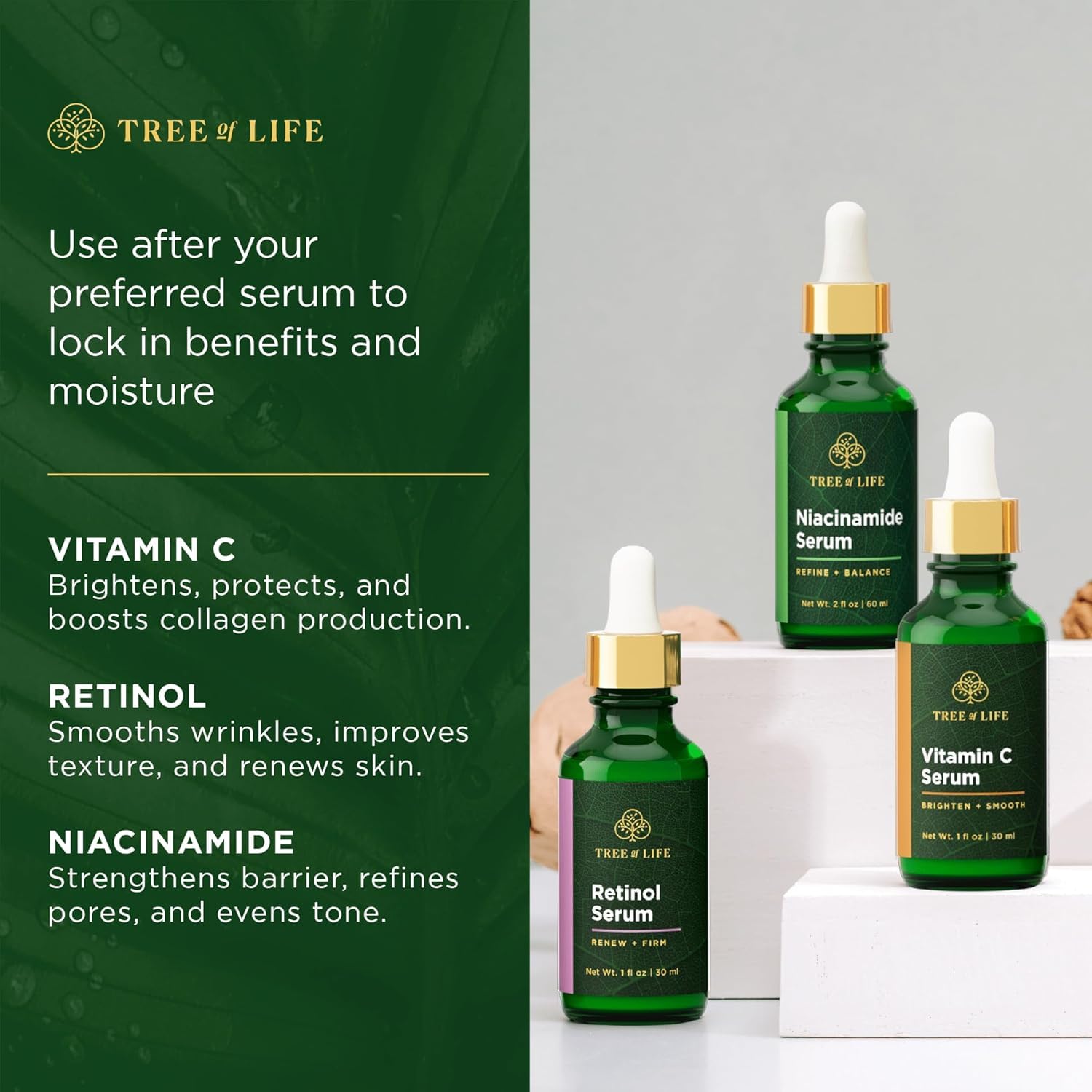 Tree of Life Beauty Ceramide Serum Complex - Skin Barrier Serum with Hemp Seed Oil - Nourishing Barrier Serum with Hyaluronic Acid, Niacinamide and Colloidal Oatmeal - Hydrating Serum for Face 1 Fl Oz-GlimoraGlow