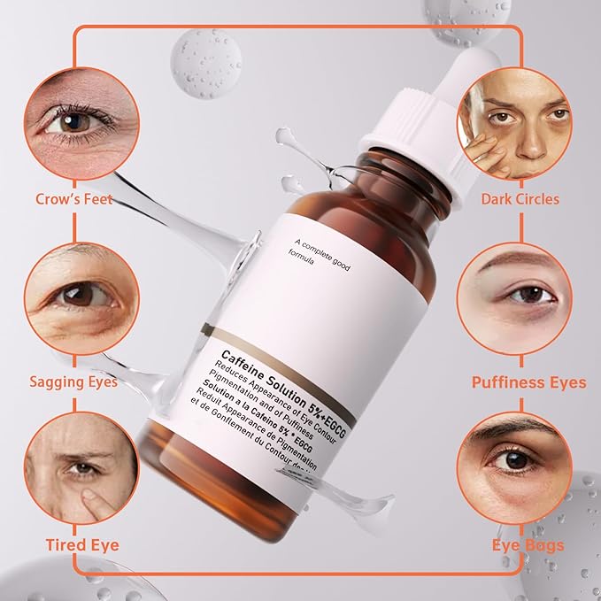 The Caffeine Solution 5% + EGCG，Reduces Appearance of Eye Contour Pigmentation and Puffiness，Under Eye Serum (30ml) Caffeine For Face Moisturizing Serum (2)-GlimoraGlow
