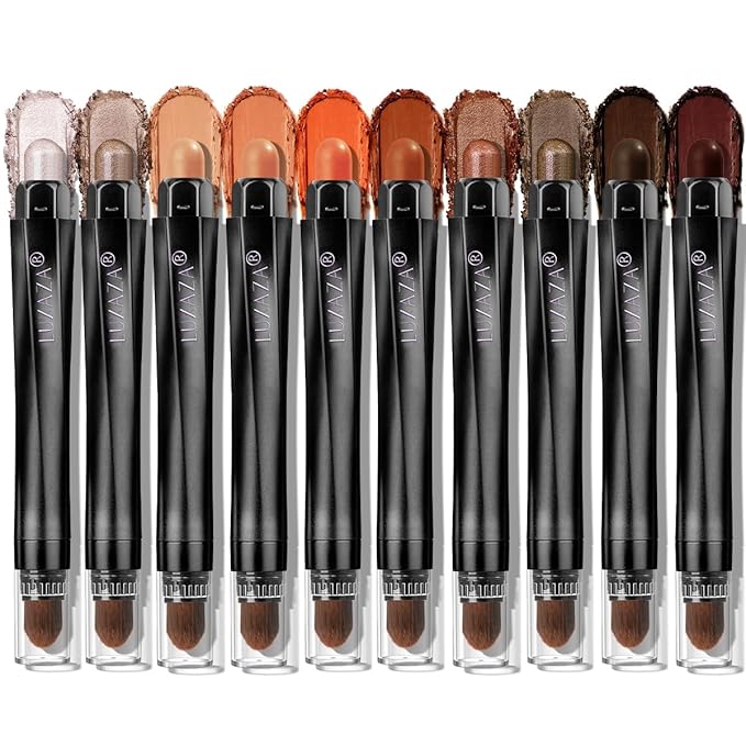 10PCS Eyeshadow Stick,Shimmer And Matte Brown Metallic Cream Eyeshadow Pencil Crayon with Smudge-proof & Waterproof,Eye Brightener Stick-GlimoraGlow