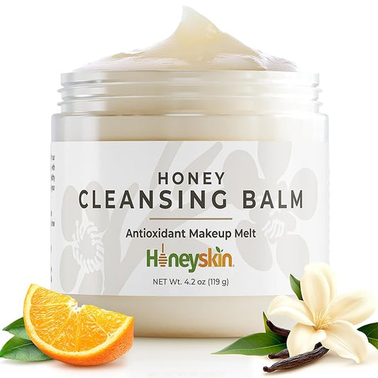 Honey Cleansing Balm Makeup Remover - Face and Eye Makeup Remover for Sensitive Skin Face Wash - Hydrating Facial Cleanser and Gentle to Face Makeup Melting Balm (4oz)-GlimoraGlow