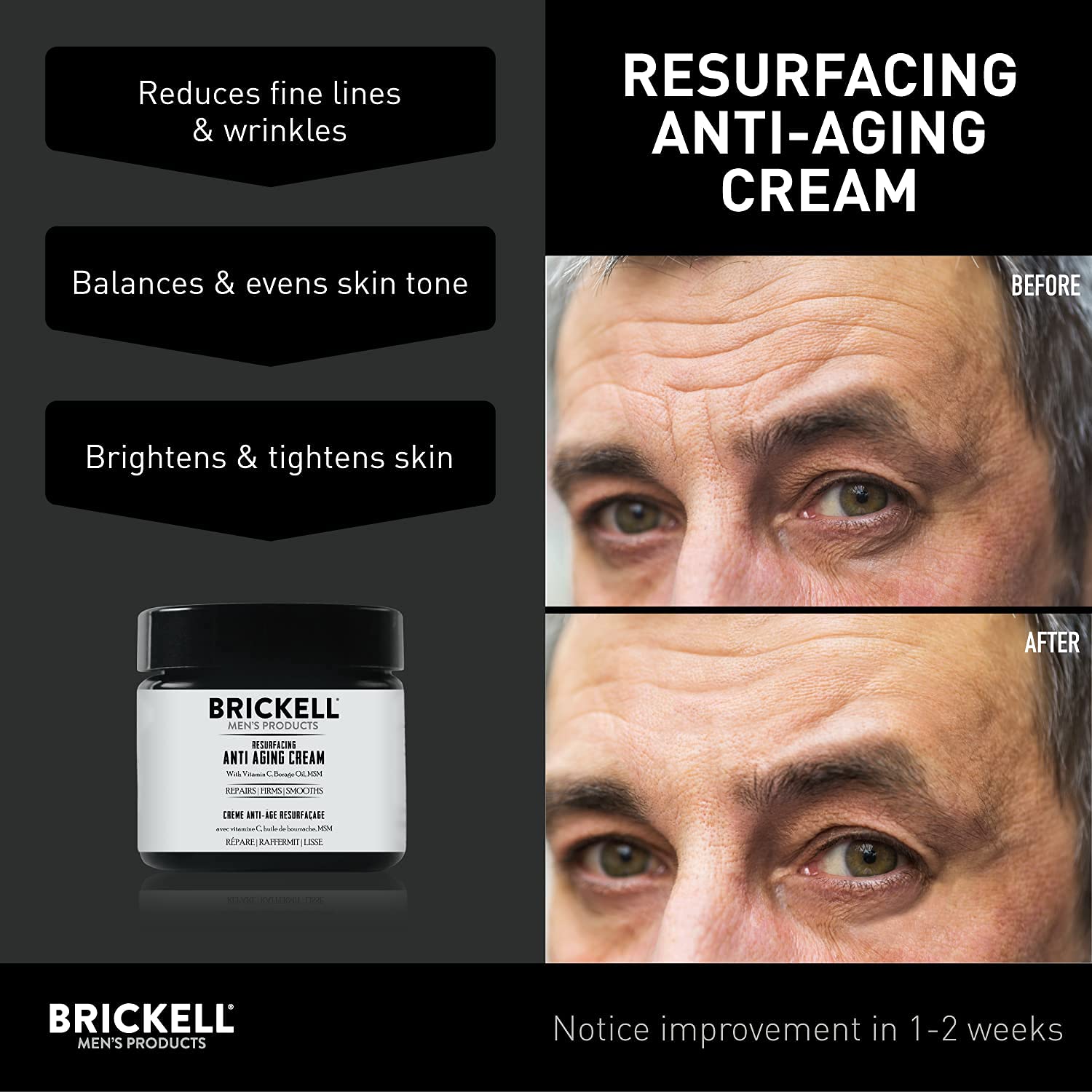 Brickell Men's Products Resurfacing Anti-Aging Face Cream For Men, Natural and Organic Face Moisturizer, Vitamin C Cream For Wrinkles, 2 Ounce, Unscented-GlimoraGlow
