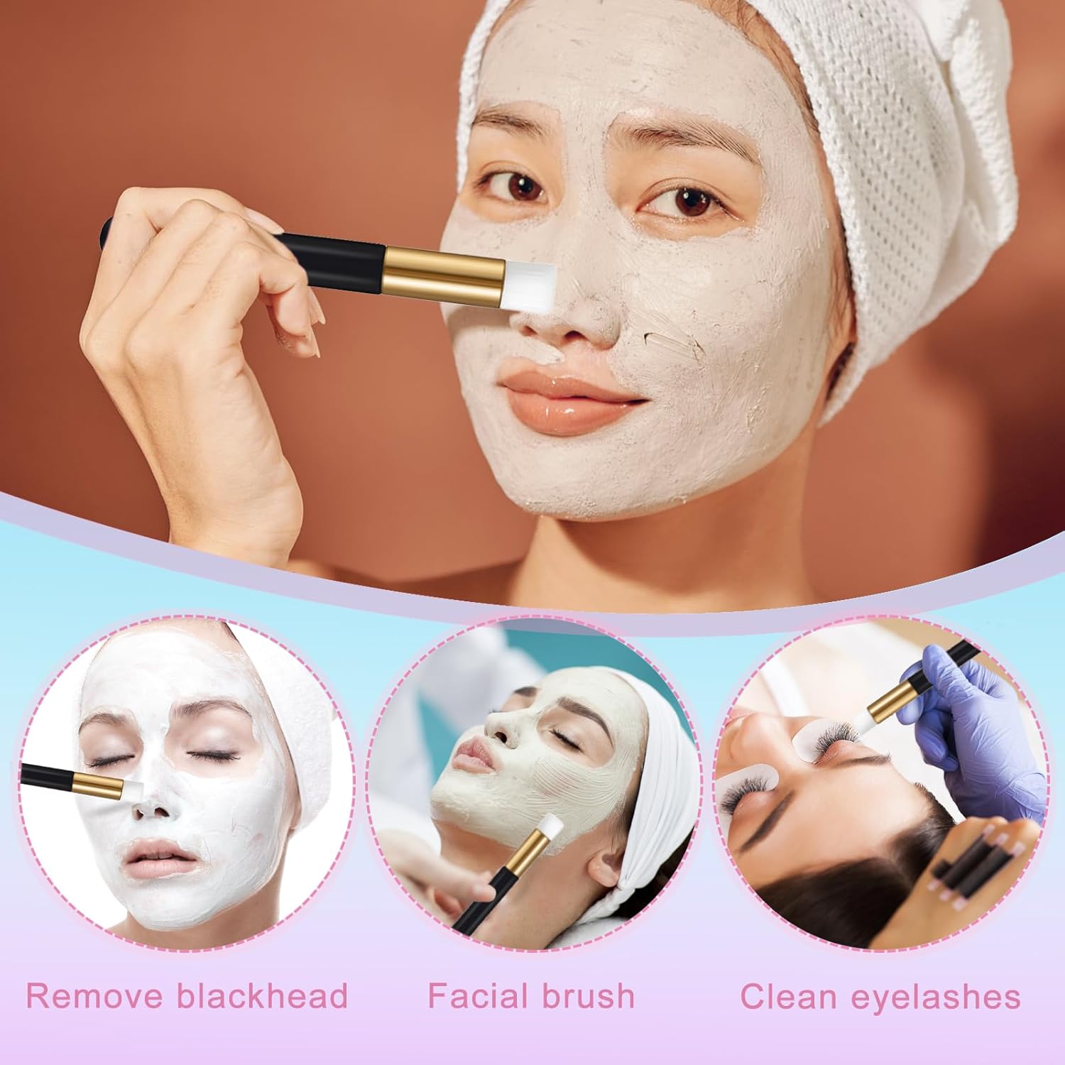 50PCS Lash Shampoo Bottles Brushes Set, Empty Lash Shampoo Bottle, Lash Cleaning Brush, Eyelash Extension Tube Brush, Instructions Cards, Aftercare Bags for Lash Business Clients (50pcs in black)-GlimoraGlow