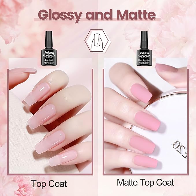 JEWHITENY 14 Colors Poly Extension Gel Nail Kit With U V Lamp Nude Pink White Brown All In One Poly Gel Starter Kit With Base Top Coat Manicure Salon Frence Nail Art DIY-GlimoraGlow