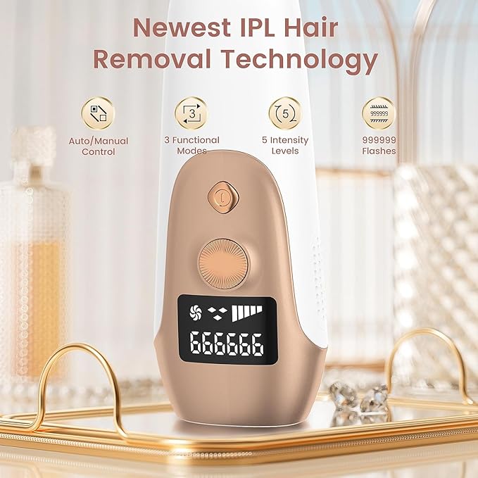 IPL Hair Removal Device, Hair Removal Body and Face for Home Use for Armpits Legs Arms Bikini Line，model S3-GlimoraGlow