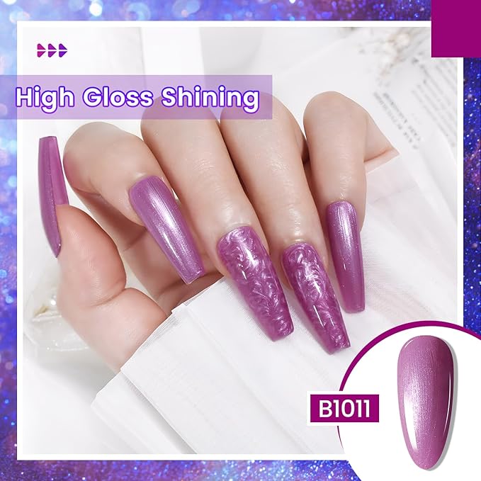 JODSONE 10ml Gel Nail Polish Set Glitter 6Colors Dark Green Glitter Pink Deep Blue Gel Polish Lacquer Glossy Art for Nail and Salon Need U V Lamp-GlimoraGlow