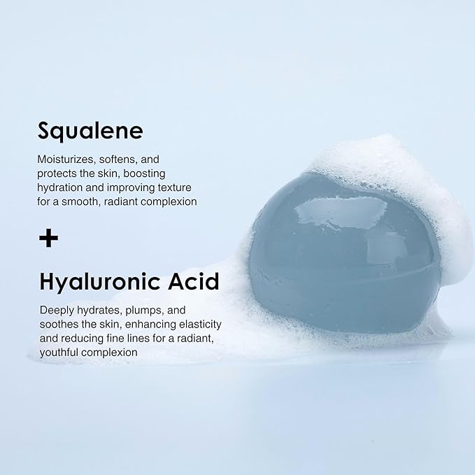 Be Bare Jelly Ball Cleanser, Daily Face Wash Korean Skin Care Cleanser Ball for Dry Skin with Squalane & Hyaluronic Acid for Skin Hydration and Moisturizing - Fresh Aqua (1.41oz)-GlimoraGlow