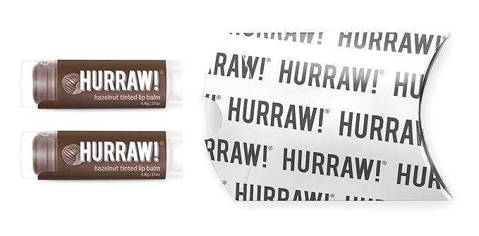 Hurraw! Hazelnut Tinted Lip Balm, 2 Pack: (Sheer Brown Tint) Organic, Certified Vegan, Cruelty and Gluten Free. Non-GMO, 100% Natural Ingredients. Bee, Shea, Soy and Palm Free. Made in USA-GlimoraGlow