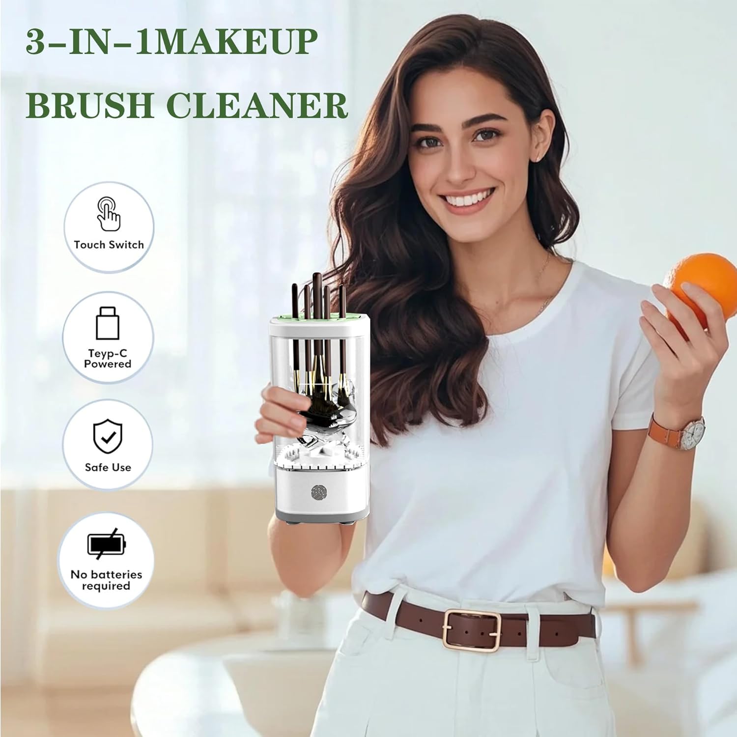 3 IN 1 Automatic Makeup Brush Cleaner-9000 RPM Makeup Brush Cleaner Machine and Dryer Portable Automatic USB Cosmetic Brushes Cleaner Tool for All Size Beauty Makeup Brush Travel Set-GlimoraGlow