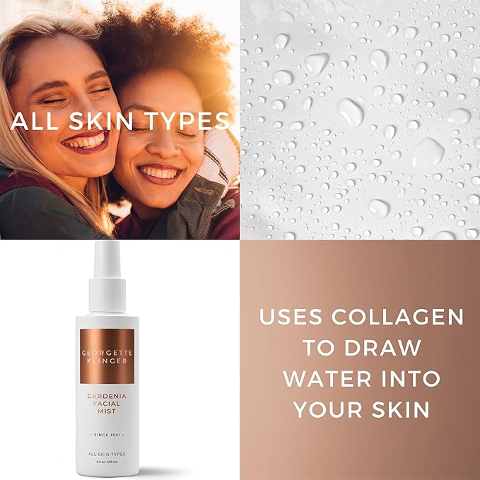 Georgette Klinger Gardenia Facial Mist - Collagen-Infused Face Spray, Long-Lasting Makeup, Hydration for Dewy and Smooth Skin, Anti Aging for All Skin Types- 4.2 oz-GlimoraGlow