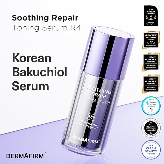 DERMAFIRM Bakuchiol Retinol Serum for Glass Skin with Niacinamide & Peptides | Daily Korean Skin Care for Sensitive Skin | Soothing Repair Toning Serum R4 for Glass Skin-GlimoraGlow