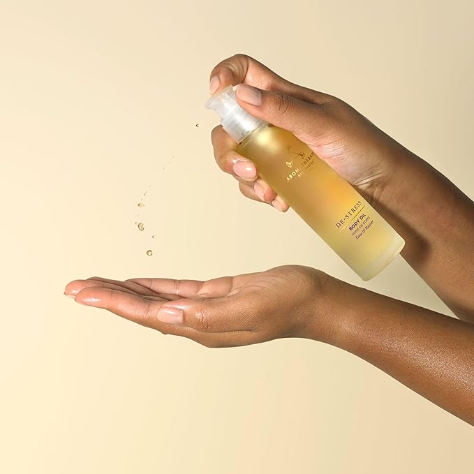 Aromatherapy Associates De-Stress Body Oil Made with Ginger and Rosemary Essential Oils and Arnica Flower Extract (3.4 fl oz)-GlimoraGlow