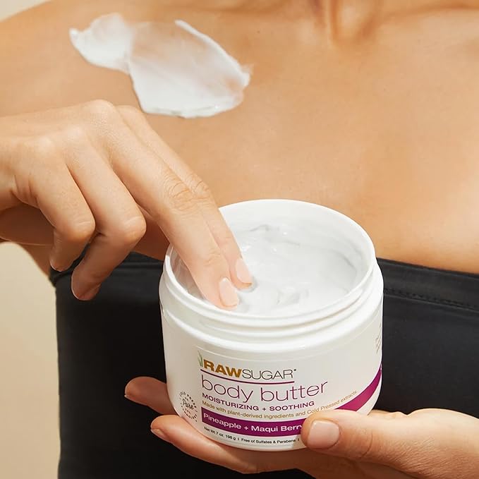 Raw Sugar Pineapple + Maqui Berry + Coconut Hand Soap, Body Scrub & Body Butter Bundle, Body Care for Dry Skin, Exfoliate and Moisturize, Hand Wash + Body Care - Formulated without Sulates and Paraben-GlimoraGlow