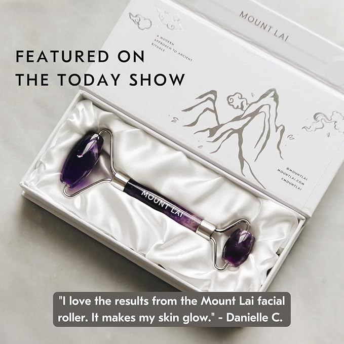 Mount Lai De-Puffing Amethyst Face Roller – The Stone of Tranquility, Facial Massager to Soothe, Calm & De-Puff Sensitive Skin, A Self-Care Ritual for Radiance-GlimoraGlow