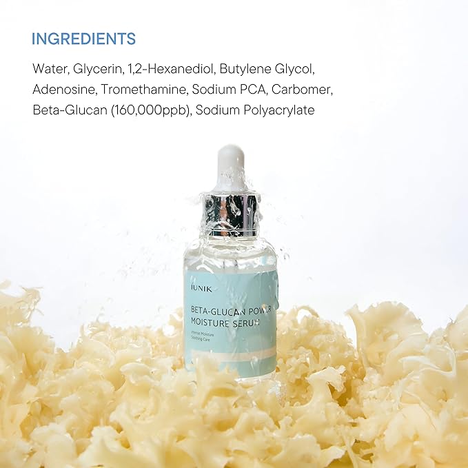 IUNIK Beta-Glucan Power Deep Moisture Vegan Serum Intense Hydration Mushroom Yeast Extracts Naturally-derived - Dry Mature Sagging Sensitive Skin Cell Regenerating Lifting Korean Skincare-GlimoraGlow