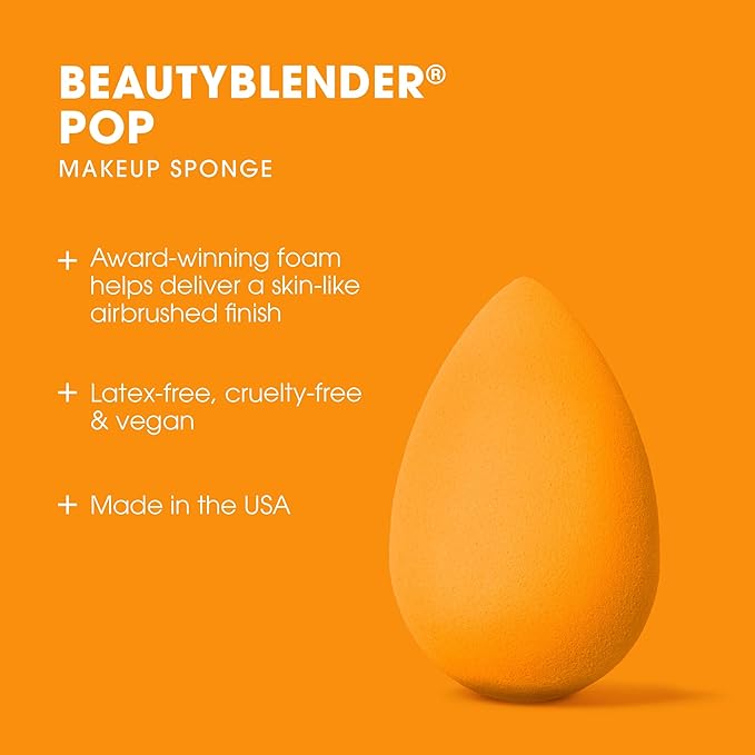 Beautyblender® | Pop Beauty Blender Makeup Sponge, Super-Soft Foam Easily Blends Foundations, Powders & Creams, Made in USA, Reusable, Washable, Streak Free Application, Vegan, Cruelty Free-GlimoraGlow