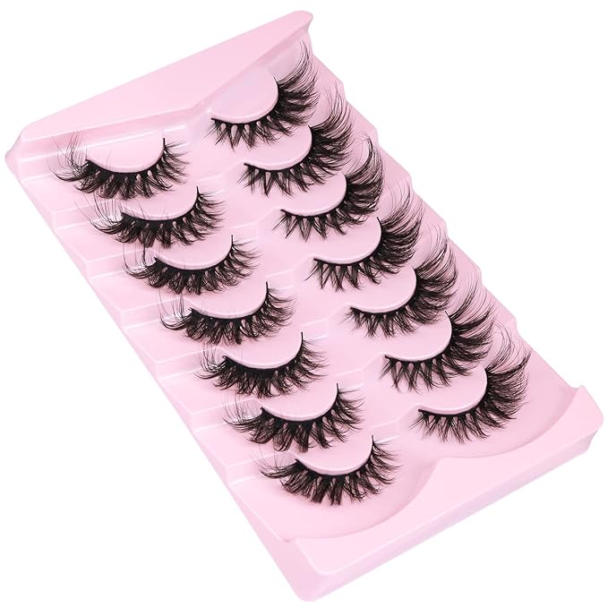 Fox Eye Lashes Faux mink Eyelashes Wispy Cat Eye Long False Eyelahses Dramatic Cross Full Volume Strip Lashes Pack 7 Pairs-GlimoraGlow