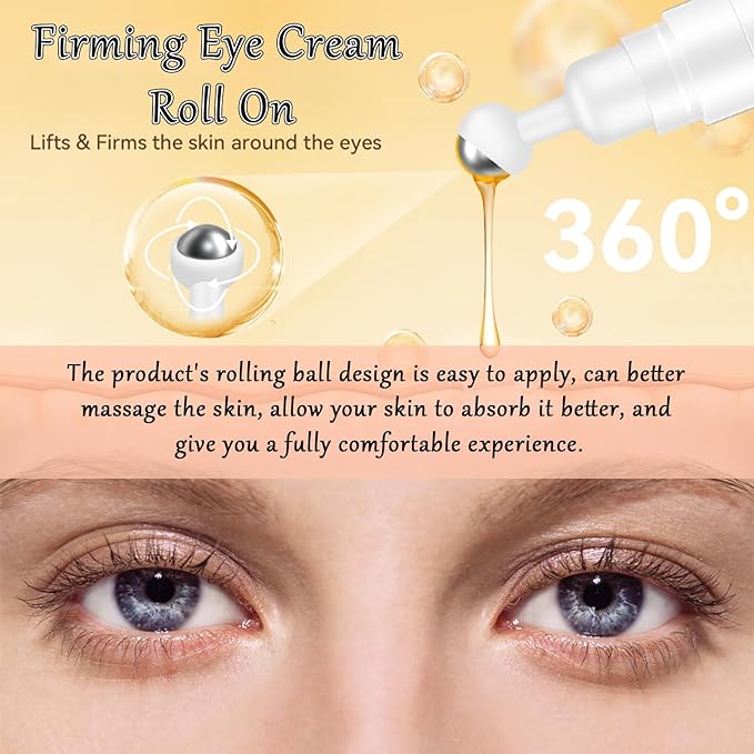 Caffeine Eye Cream Eye Serum, Under Eye Roller Cream for Dark Circles and Puffiness, 0.51 Fl Oz-GlimoraGlow