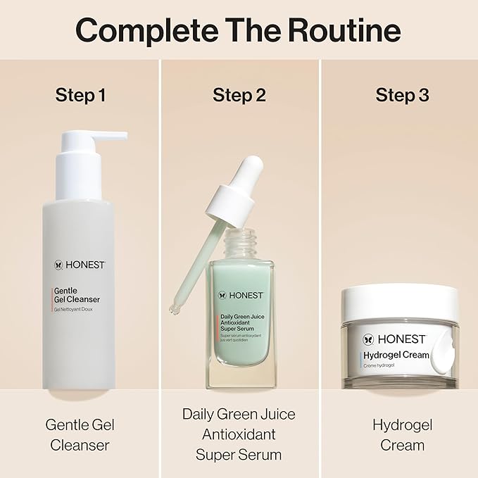 Honest Beauty Daily Green Juice Antioxidant Super Serum | Improves Skin Tone + Texture | Gentle for Sensitive Skin, Fragrance Free, Vegan | 1 fl oz-GlimoraGlow