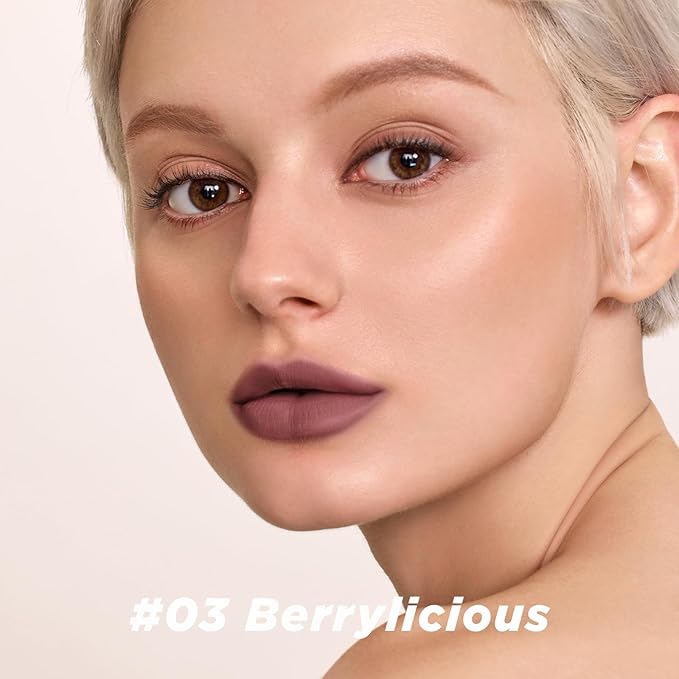 ITY Velvet Matte Finish Lip Stain-Mousse Textured Lip Clay, Nude Shade, Conceals Lip Lines, Rich Pigment Lip Tint Lipsticks, 0.14 oz (4g) in Berrylicious-GlimoraGlow