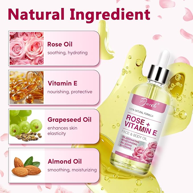 Ice Roller for Face & Eye, Vitamin E Rose Oil & Gua Sha Set, Gua Sha Oil for Face & Body, Reduces Puffiness Relieves Migraines Skin Care Tools, Facial Massager Tool & Self Care Gifts for Women-GlimoraGlow