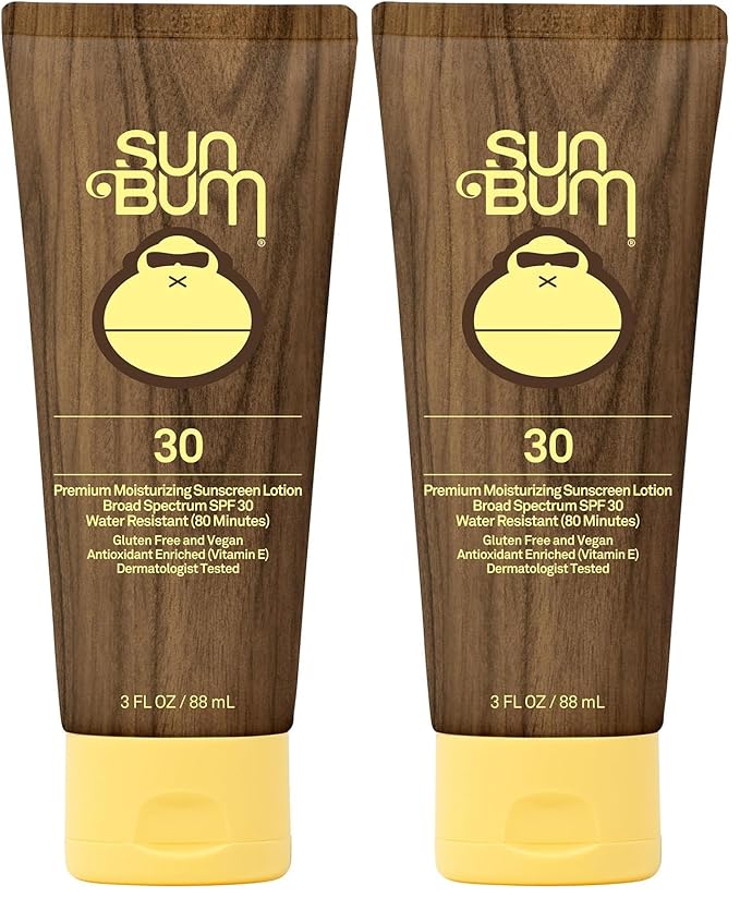 Sun Bum Original SPF 30 Sunscreen Lotion | Vegan and Hawaii 104 Reef Act Compliant (Octinoxate & Oxybenzone Free) Broad Spectrum Moisturizing UVA/UVB Sunscreen with Vitamin E | 3 oz (Pack of 2)-GlimoraGlow