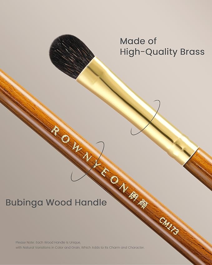 Desert Oak Series Low-Profile Oval Eyeshadow Brush - Gentle Curve for Controlled Blending, Squirrel & Goat Hybrid Bristles (CM 173)-GlimoraGlow
