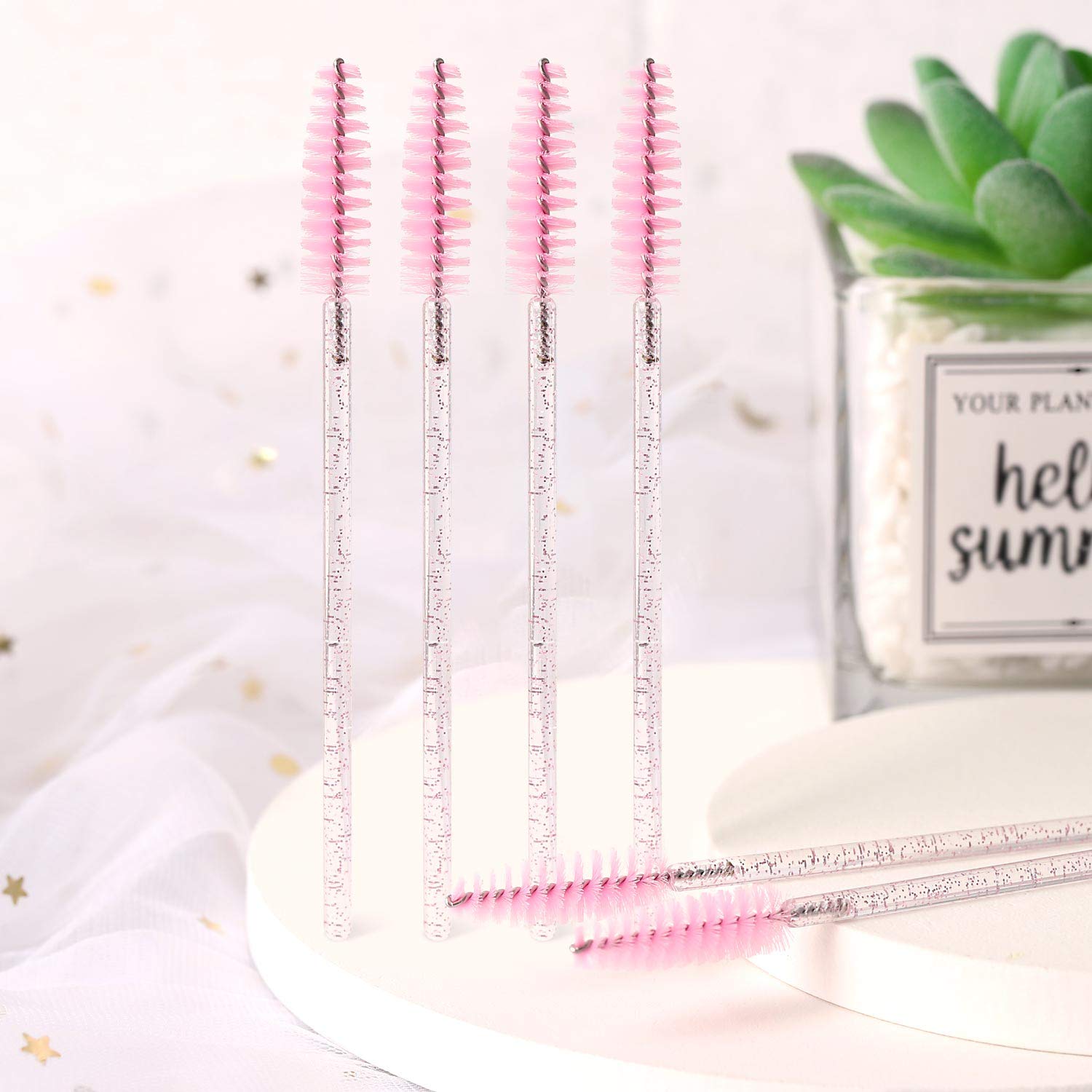Tbestmax 1000 Disposable Mascara Wands Eyelash Brush Spoolies for Eyebrow Eye Lash Extension Pink-GlimoraGlow