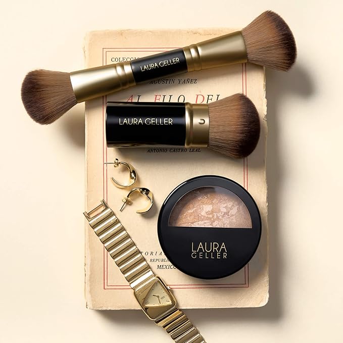 LAURA GELLER NEW YORK Face It All 2pc Makeup Brush Set - Retractable Airbrush Kabuki Brush + Dual-Ended Blush and Bronzer Brush-GlimoraGlow