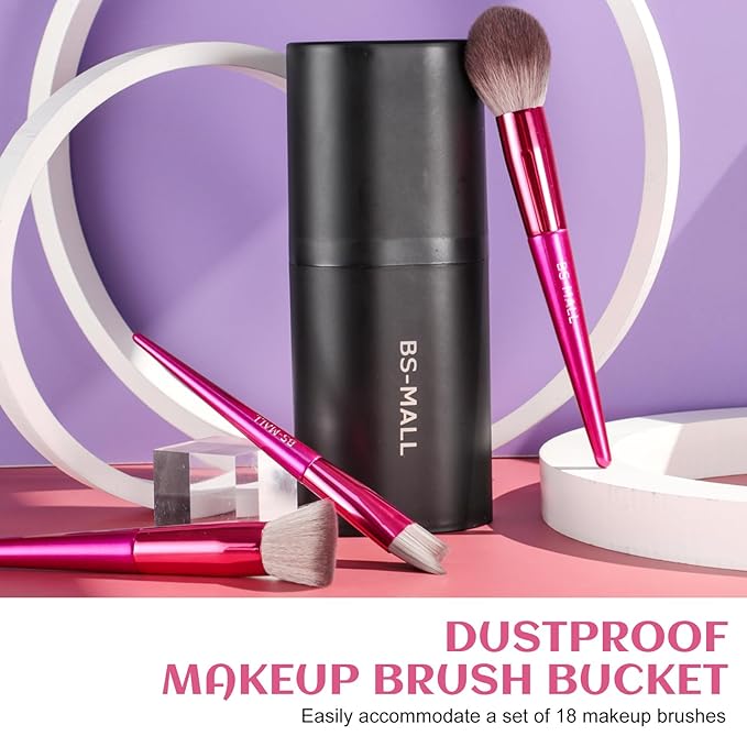 BS-MALL Makeup Brush Set 18 Pcs Premium Synthetic Foundation Powder Concealers Eye shadows Blush Makeup Brushes with black case-GlimoraGlow