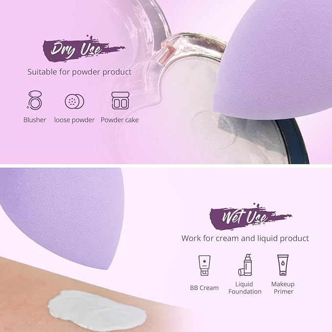 BEAKEY 5 Pcs Makeup Sponge Set, Latex-Free Makeup Sponges for Foundation, Multi-colored Boun Boun Sponges, Flawless for Liquid, Cream, and Powder-GlimoraGlow