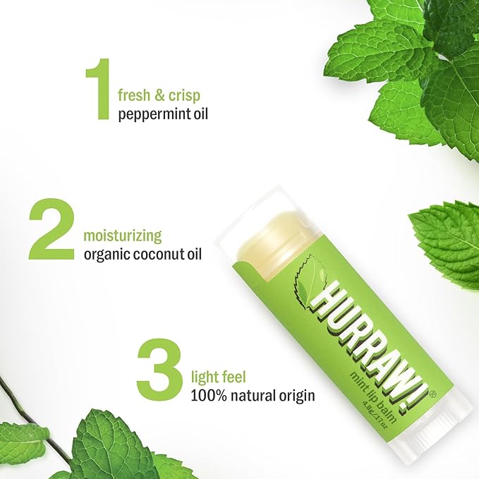 Hurraw! Mint Lip Balm, 2 Pack: Organic, Certified Vegan, Cruelty and Gluten Free. Non-GMO, 100% Natural Ingredients. Bee, Shea, Soy and Palm Free. Made in USA-GlimoraGlow