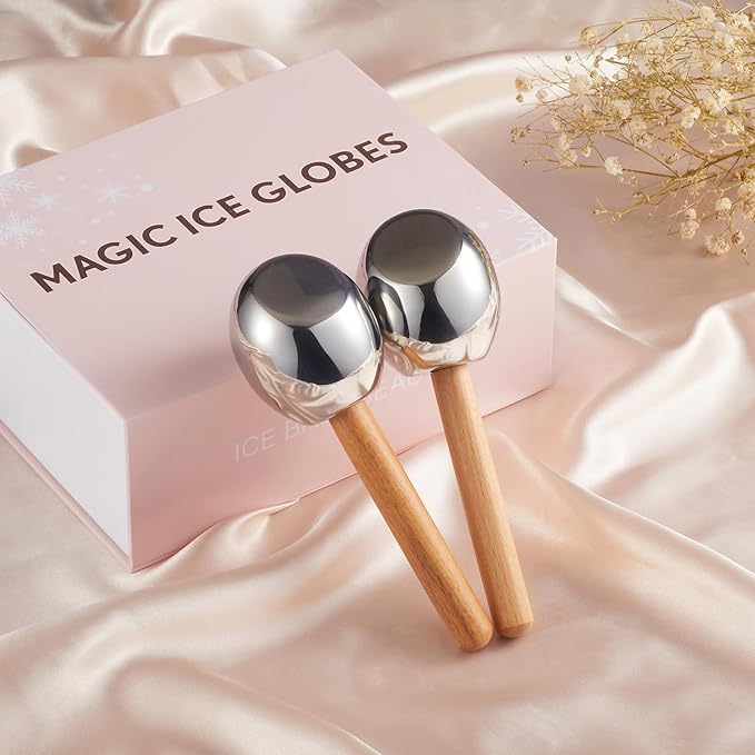 Ice Globes-Facial Skin Care Tools for Women,Ice Globes for Face-Unbreakable Steel Cooling Roller,Cryo Sticks for Face -Tighten Skin and Reduce Puffiness-GlimoraGlow